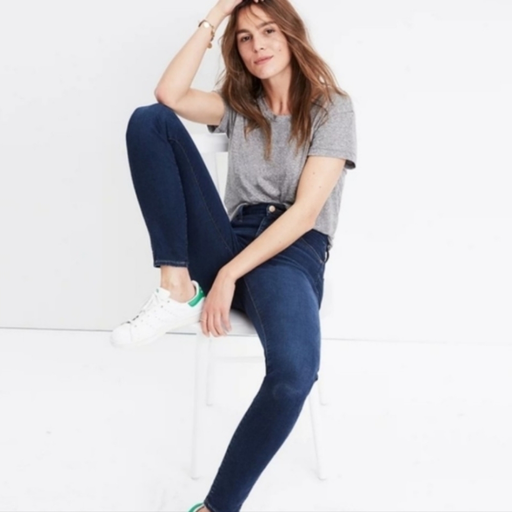 Madewell High Rise 9" Skinny Jeans Dark Blue Wash Womens Preppy Chic Fall Style